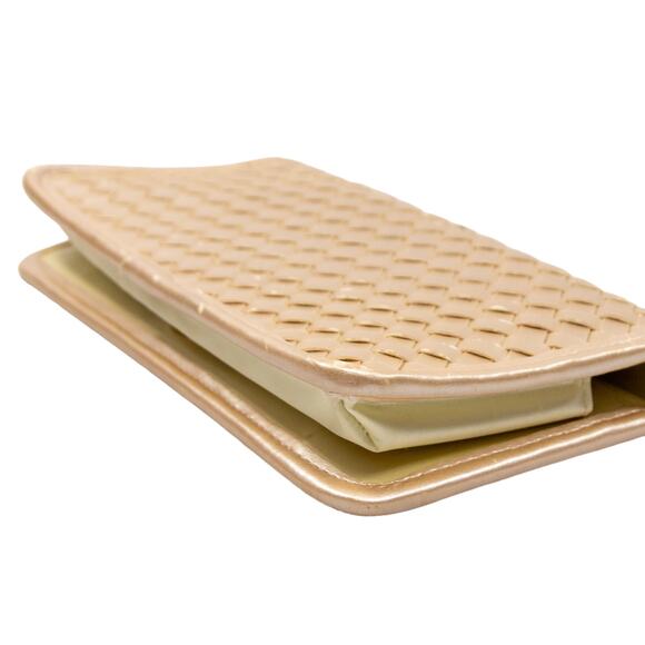 Large Bifold Faux Leather Woven Y2K Vintage MILOR Ivory Wallet with Mirror - Picture 5 of 11